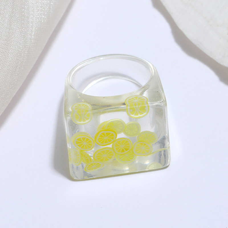 Fashion New Style Transparent Fruit Series Square Ring Set display picture 5