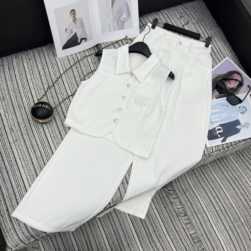 Nanyou Women's Clothing 2026 Summer New Style Petite Denim Vest for Women Retro High-Waisted Loose Wide-Leg Pants Fashion Set