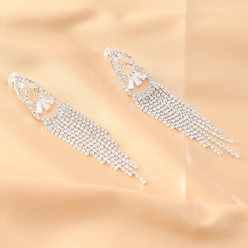 Full Diamond Long Tassel Earrings display picture 6