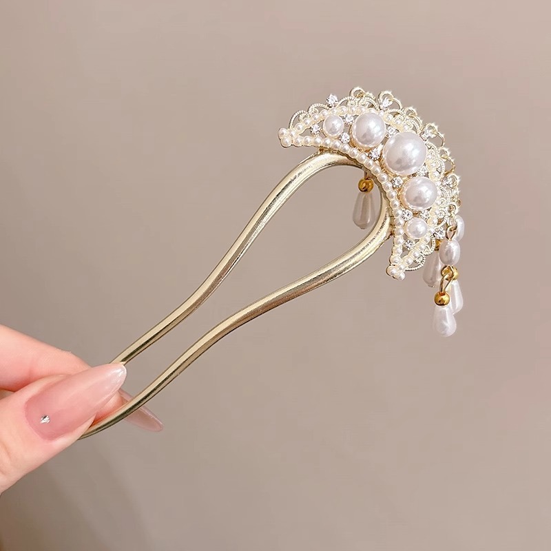 Perezoso dispositivo de cabello cabeza de bola de cuatro dientes peine de cabello pinzas de cabello invertidas pinzas de cabello en forma de U toque de cabello para mujeres