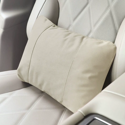 Car Soft Lumbar Support Cushion — Headrest - perforated-dark-beige-lumbar-support-bio-velvet