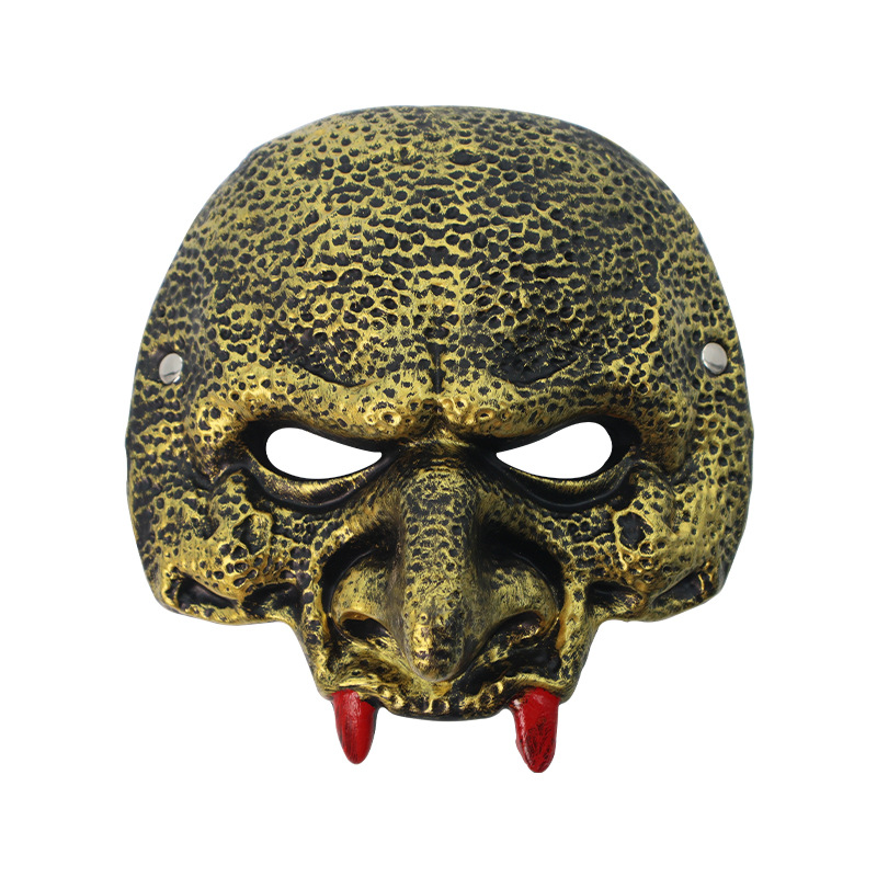 Amazon transfronterizo PU material verde Goblin Halloween carnaval máscara de disfraz de fiesta con dientes accesorios