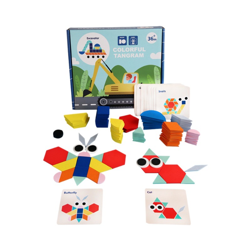 Weiwei Tiger Wood Play Rompecabezas creativo para niños Kindergarten Formas geométricas Tangram Amazon Venta caliente Juguetes educativos