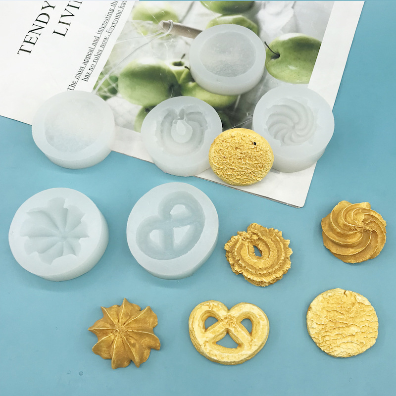 多款仿真曲奇餅乾食品硅膠模具 diy烘焙香薰石膏蛋糕裝飾翻糖模具