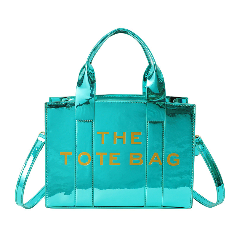 Bolso de mano estilo nuevo transfronterizo para mujer 2025, bolso de hombro y bandolera de moda europea y americana de cuero charol con letras en relieve
