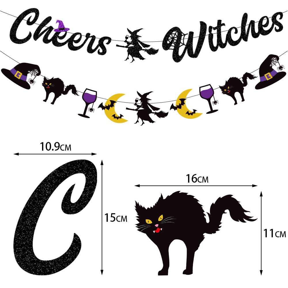 Amazon nuevo tema de la Bruja de Halloween decoración tire bandera bar Haunted House Party decoración tire bandera