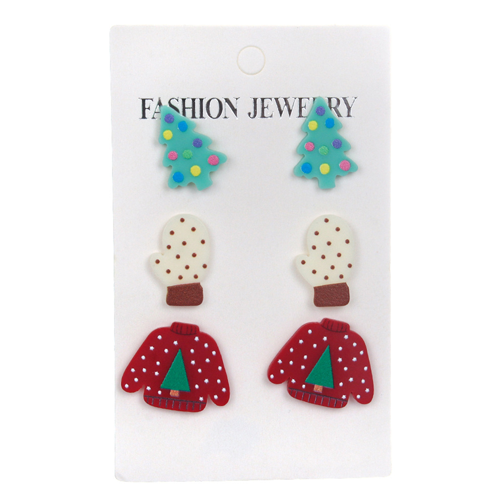 Christmas Festival Christmas Tree, Gingerbread Pattern Women's Gender 1 Set Cute Christmas Tree Gingerbread Arylic Drop Earrings Ear Studs