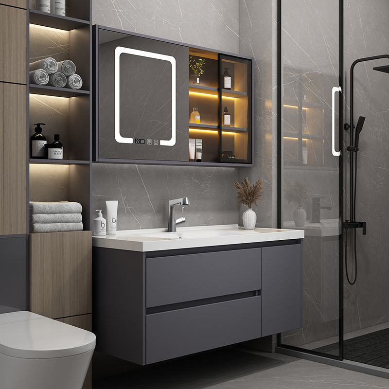 Simple de cerámica integrado cuenca Luz de lujo inteligente espejo gabinete lavabo cuarto de baño mesa de lavado traje