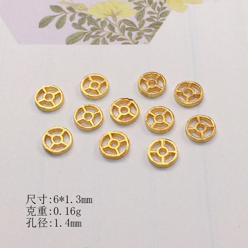S925 Silver Gold-Plated Spacer Beads with Star Pattern, Loose Beads, Spacer Pads, Semi-Finished DIY Bracelet Components