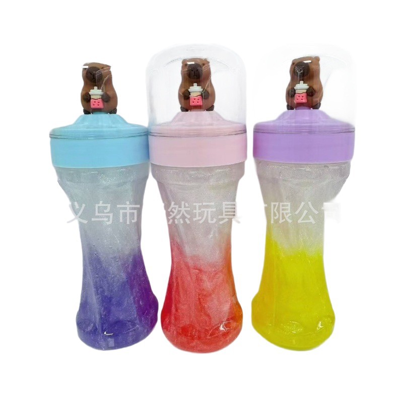 Transfronterizo directo creativo Slime doble pieza tridimensional muñeca capibara colorido barro juguetes para niños descompresión ventilación image 6