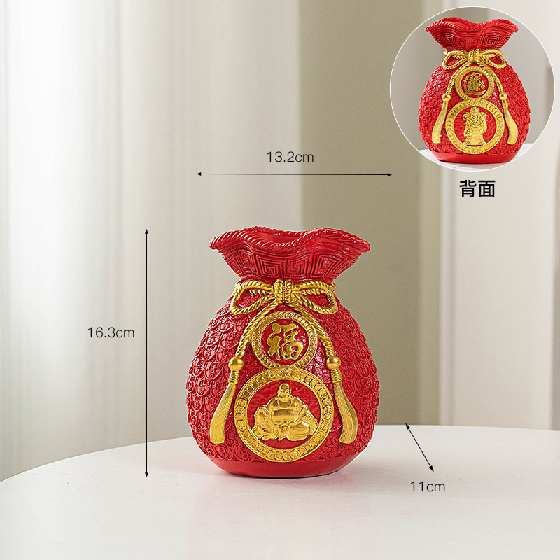 Chino suerte bolsa florero resina decoración casa fortuna significado bolsa de ahorro de la sala de TV decoración del gabinete