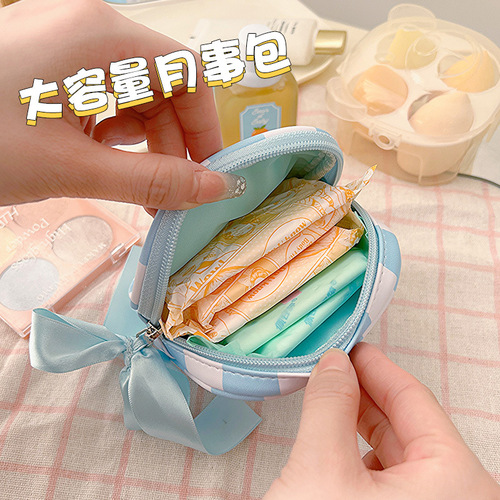 Sanrio Official Licensed Lulumi Cartoon Waterproof PU Leather Inclusive Auntie Pads Large Capacity Sanitary Pad Storage Bag