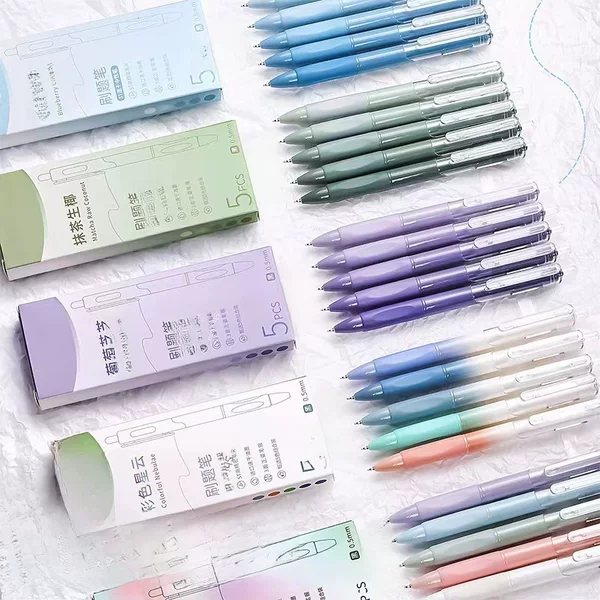 Morandi color brush pen student High-looking press gel pen writing smooth quick-drying black pen water pen