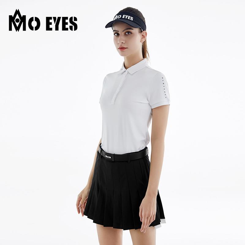 Váy golf nữ xếp ly Moyes dáng dài sau ngắn trước, có lót chống hở — M23QZ004-Đen, M23QZ004-màu trắng