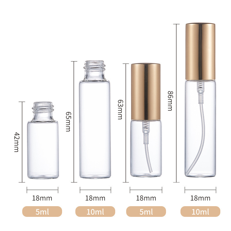 5ml-10mlスプレー分注ボトル ガラス香水瓶 携帯用サンプル包装材 透明ボトル 即納 空ボトル|undefined