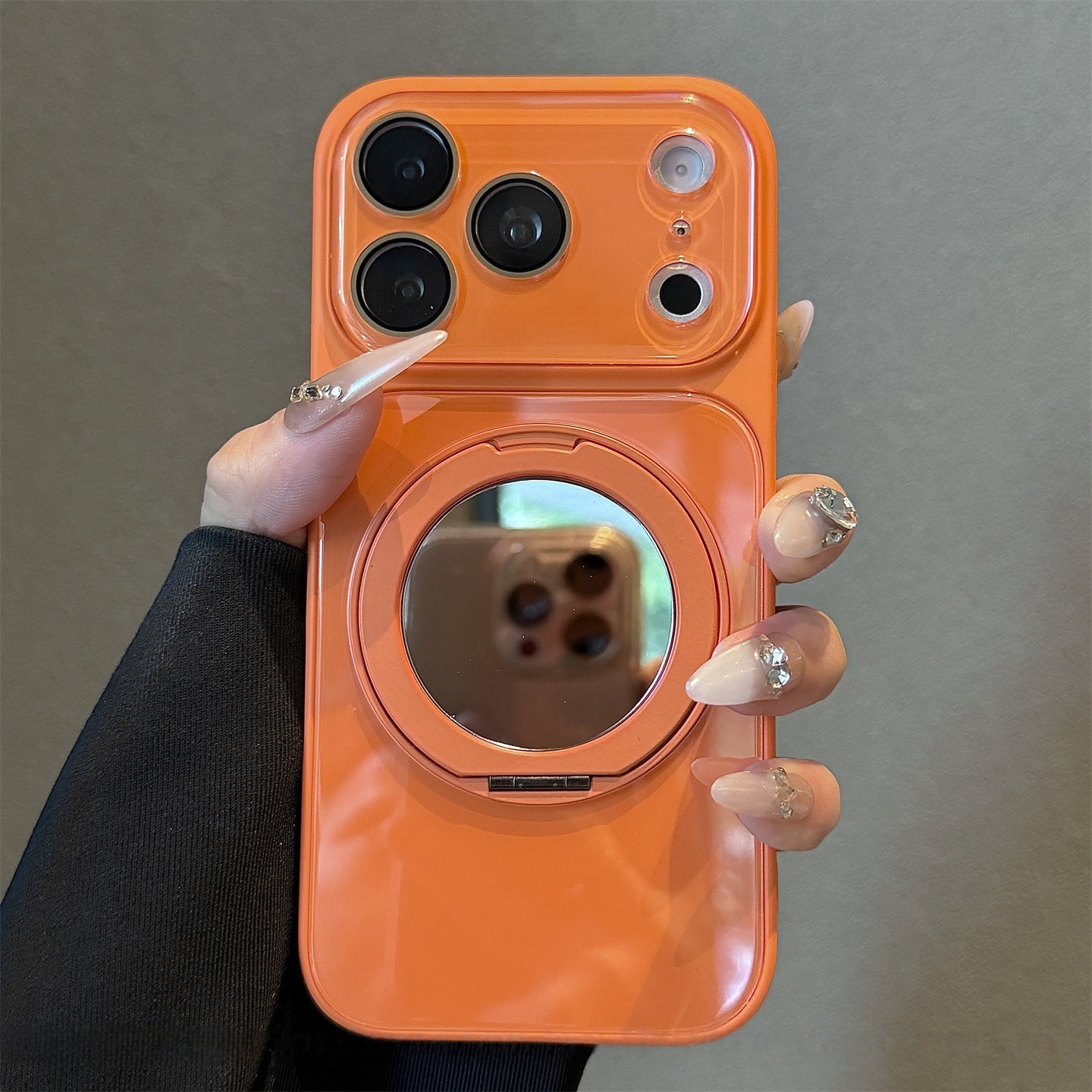 Funda Magnética de Vidrio para iPhone 17 Pro Max con Soporte Giratorio de Espejo, Antigolpes