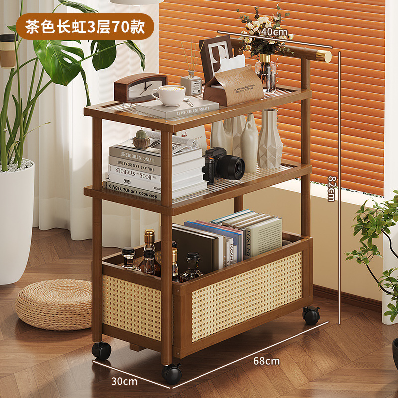 中古トロリースナックラックレトロ可動プッシュプルコーヒーテーブルリビングルームソファサイドテーブルレトロベッドサイドJ&|undefined
