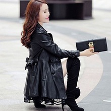 皮衣女新款韩版秋冬中长款外套修身显瘦皮风衣加绒保暖皮女装