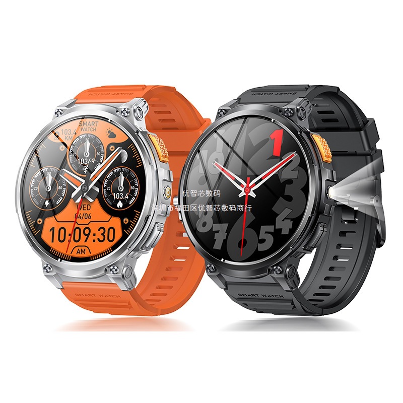 Nuevo reloj inteligente K66 llamada Bluetooth linterna 1,85 pulgadas IPS frecuencia cardíaca presión arterial oxígeno reloj multi-deporte