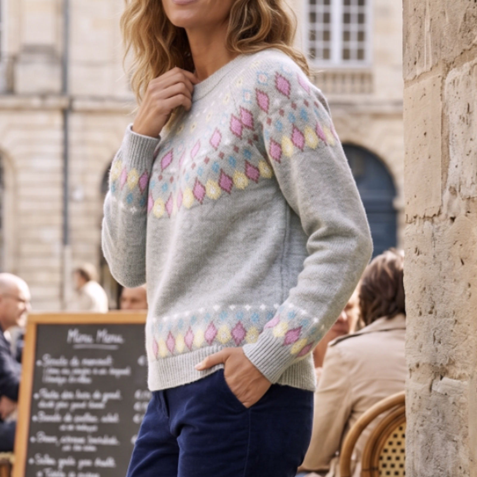 Amazon European and American new sweater women wish hot sale round neck color matching loose fashion pullover sweater