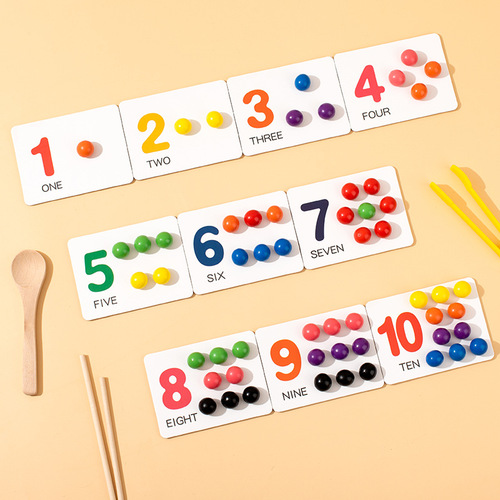 Children's Montessori addition and subtraction mathematics teaching aids digital cognition matching puzzle concentration beads clip educational toys