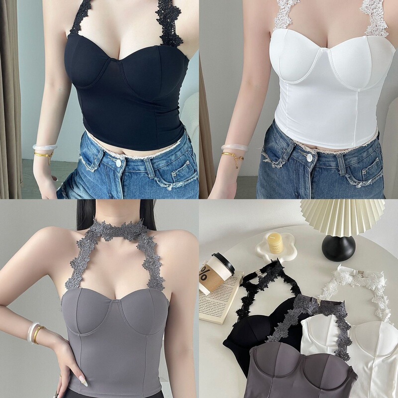 Spice Girls Lace Sexy Women's Neck Lingerie Tight Slimming Sling Design Sense Inner Base Top Bra Spice Girls Lace Sexy Women's Neck Lingerie Tight Slimming Sling Design Sense Inner Base Top Bra