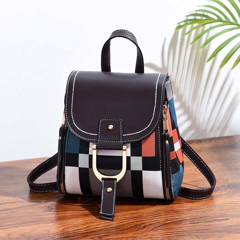 〖Dropshipping〗 Mochila 2025, nueva mochila de estilo coreano, de cuero suave, para viajes, de gran capacidad, para la escuela, con diseño de colores contrastantes