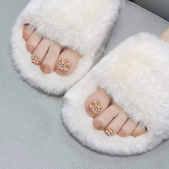 JZ-072穿戴甲美甲甲片批發可拆卸裸色香檳滿鑽腳指甲貼片防水短款