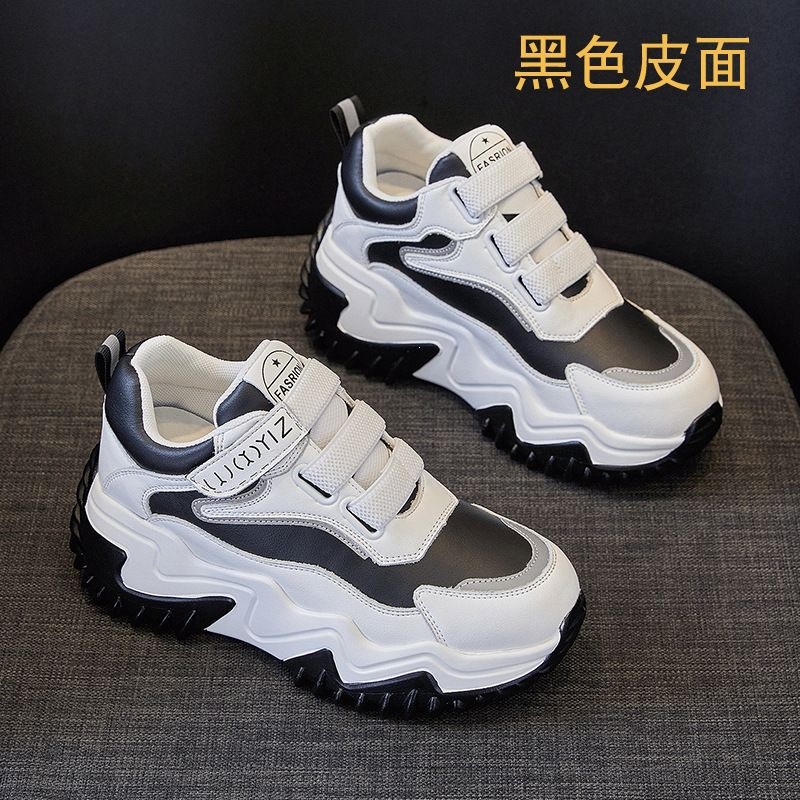 Comercio exterior Velcro zapatos muffin zapatos papá mujer 2026 nuevo aumento de suela gruesa zapatos deportivos casuales de red al por mayor