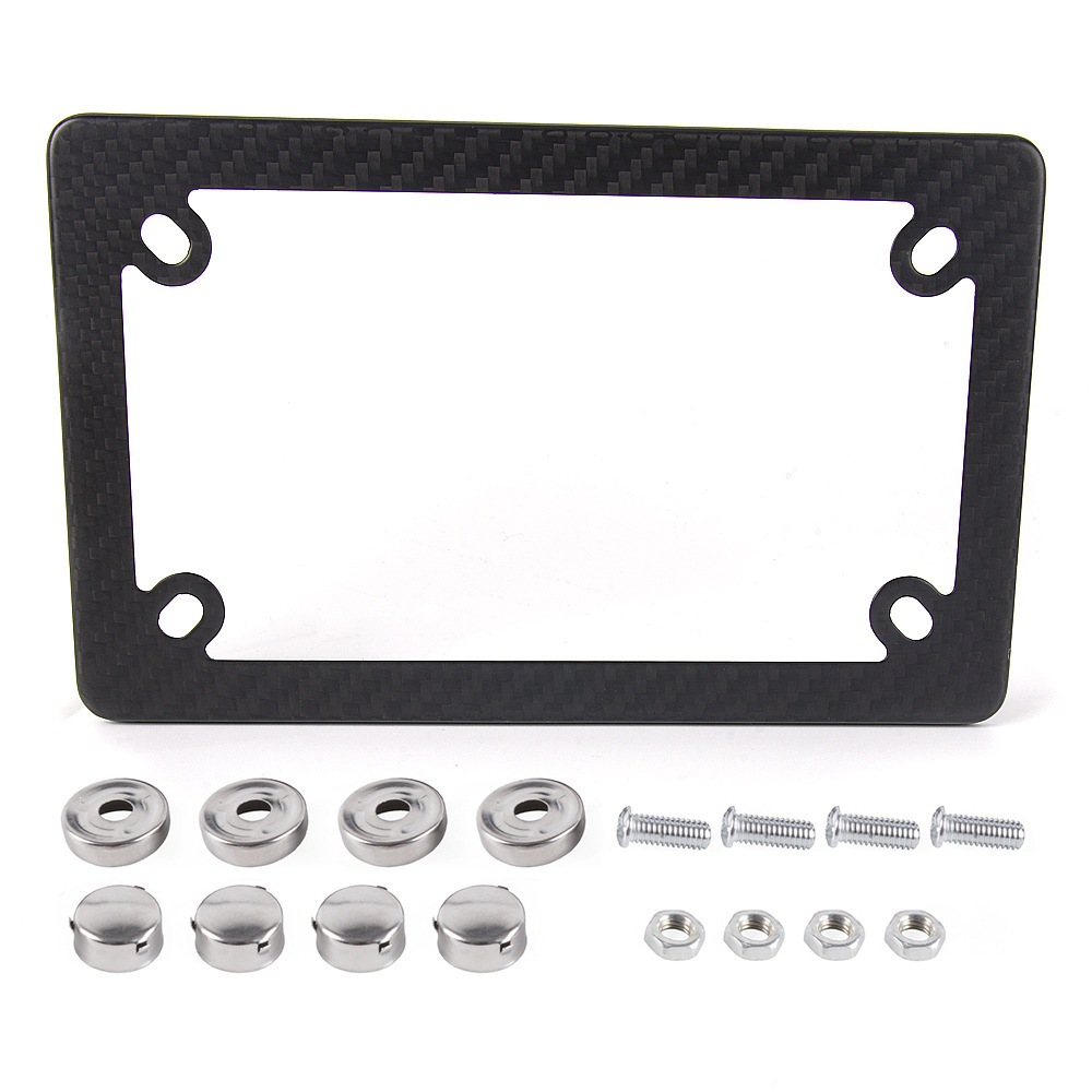 Us Standard 4-Hole Motorcycle License Plate Frame, Matte Dry Carbon License Plate Frame, Us Standard License Plate Holder Modification Accessories