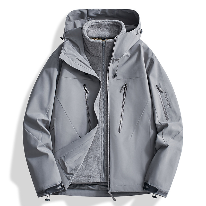 鳥家同型ジャケット、カスタムロゴ刺繍入り、3in1登山服、防風防水、裏起毛ジャケット、男女兼用|undefined