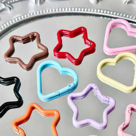 爱心金属彩色烤漆弹簧扣包挂钥匙扣头串珠手工diy材料饰品配件