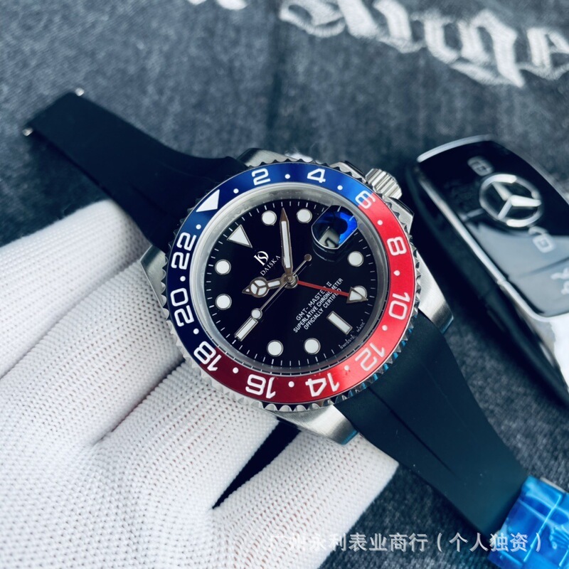 Gmt Greenwich Watch Fully Automatic Mechanical Watch Coke Ring Sprite Ring Tape Aaa High Quality Men's Watch