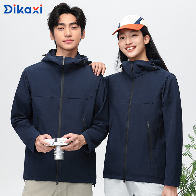 Soft Shell Jacket Workwear Custom Printed Logo 4S Store Event Hooded Group Uniform Work Jacket Coat