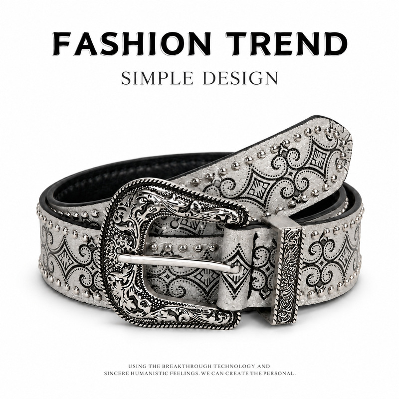 Vintage Carved Leather Belt for Men and Women, Western Cowboy Style Studded Belt, Personalized Trendy Belt, Y2K Accessories Wholesale Vintage Carved Leather Belt for Men and Women, Western Cowboy Style Studded Belt, Personalized Trendy Belt, Y2K Accessories Wholesale