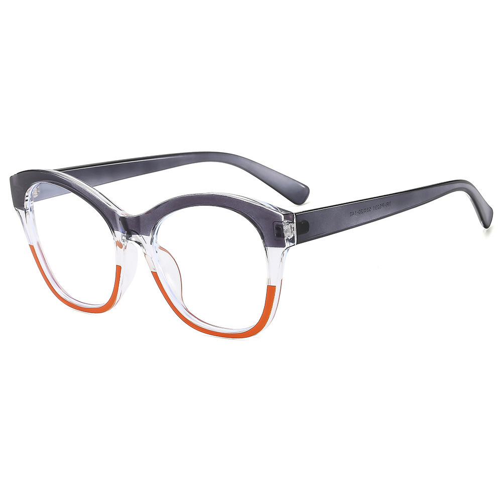 2024 nuevo marco de gafas TR90 transfronterizo color de contraste ojo de gato espejo plano anti-luz azul ins mismo marco de miopía