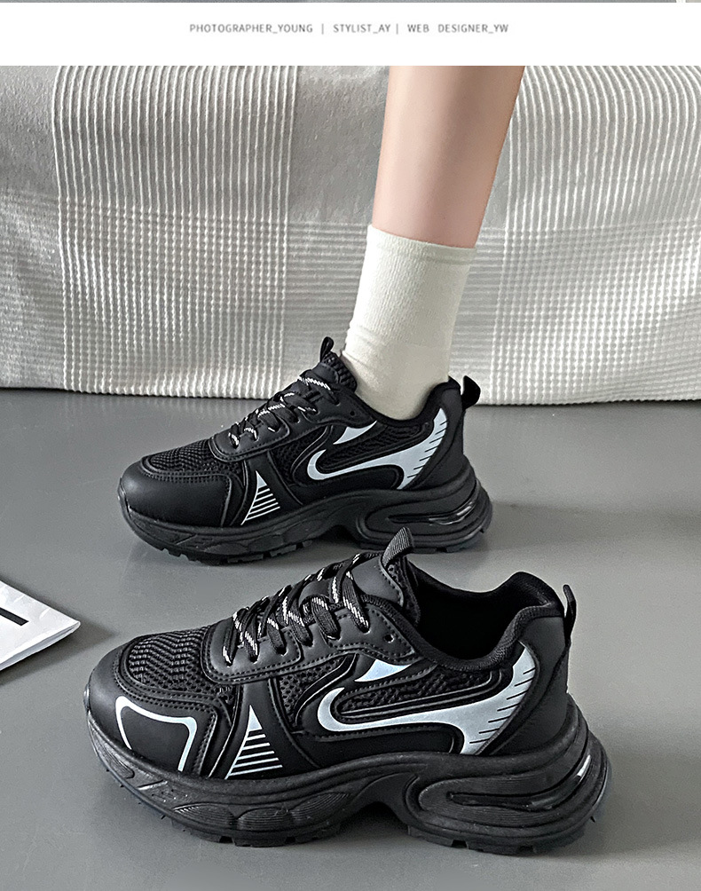 Instagram coréen nouveau papa chaussures femme 2024 printemps étudiant sport chaussures de course femme chaussures décontractées chaussures à semelle épaisse_voghion.com