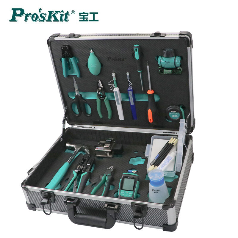 宝工PK-9458-1 FTTH专业光纤冷接工具箱套装 网线钳共19件