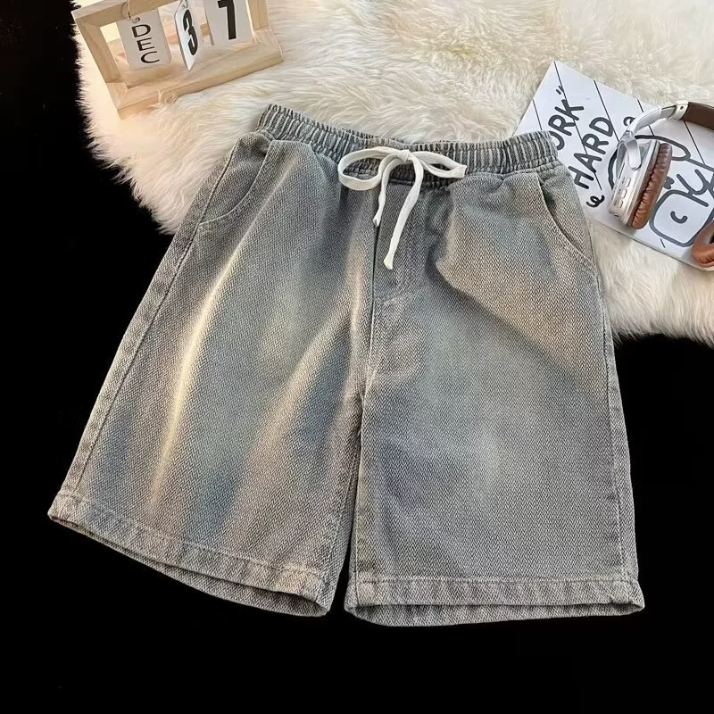Джинсовая юбка, шорты, летние тонкие брюки, oversize, свободный крой, пояс на резинке