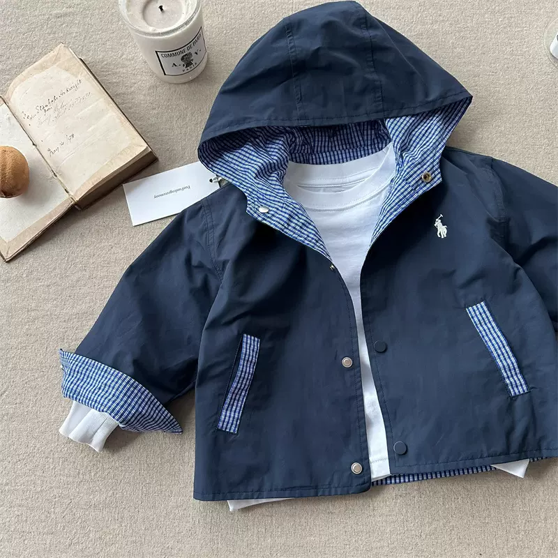 霖霖妈2025春季新款儿童连帽风衣韩版春季外套宝宝外穿夹克衫潮