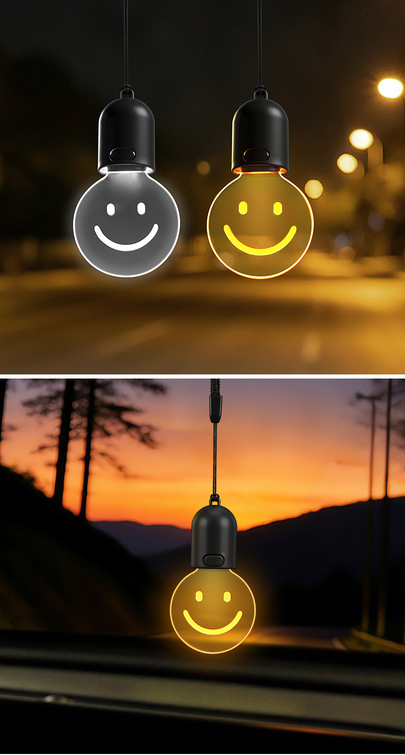 Retro Small Light Bulb Car Atmosphere Light, Wireless Car Hanging Ornament, Rearview Mirror Decoration, Interior Car Modification Decorative Light