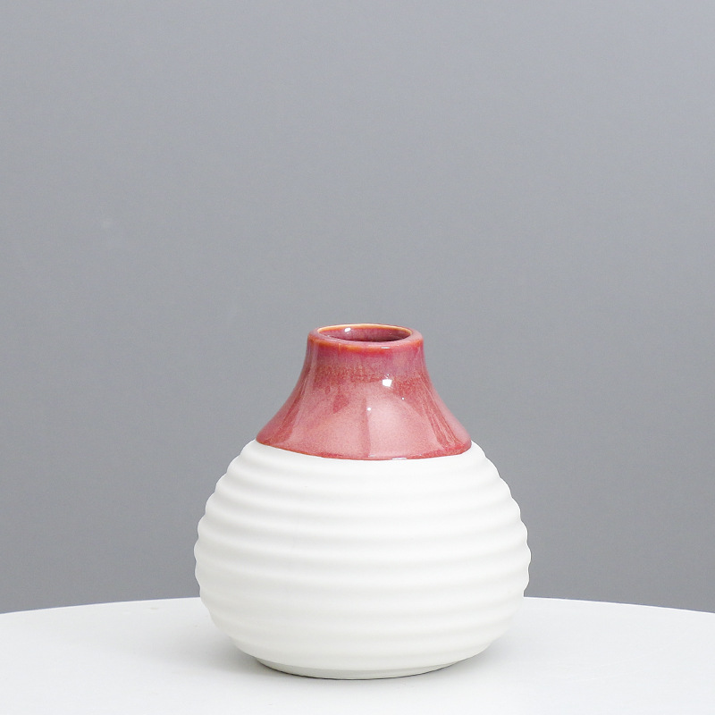 Cerámica hogar pequeño jarrón INS arreglo de flores decoración simple creativo florero sala de estar decoración de flores decoración suave