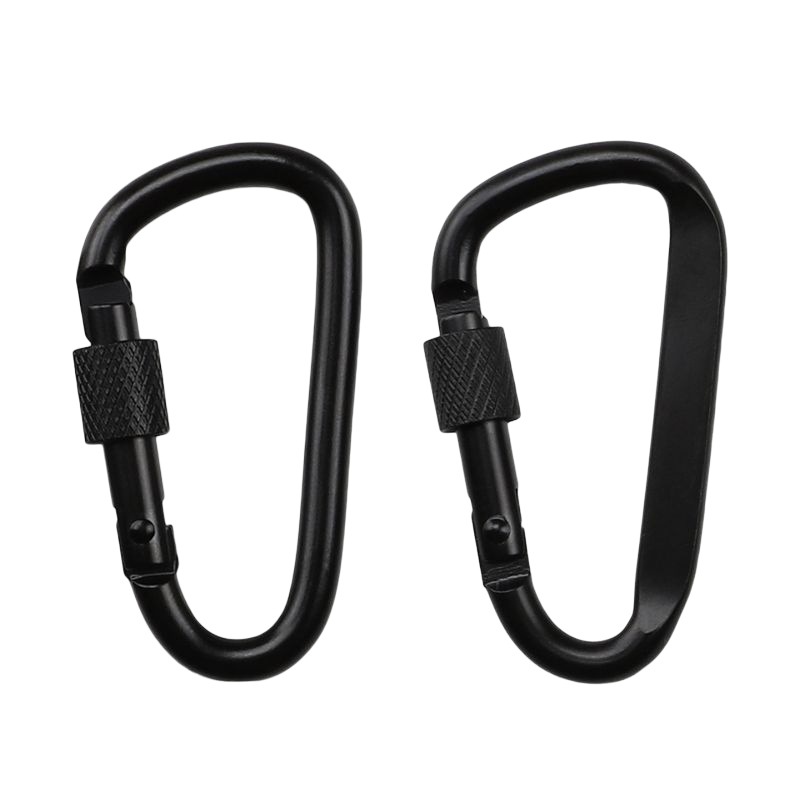 Aluminum Alloy D-Ring Carabiner with Lock, Threaded Locking Design, Backpack Hook, Sizes 5/6/7/8, Customizable Logo