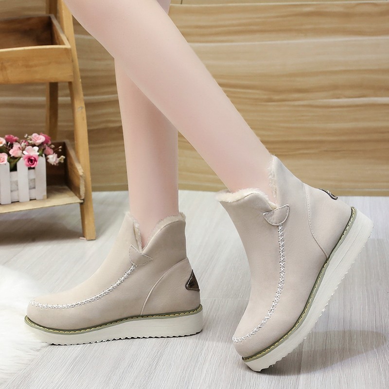 winter women's insulated keep warm low boots flat platform
