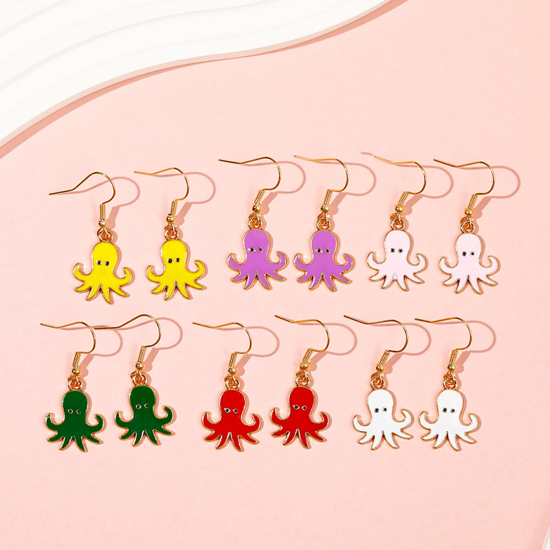 Cute Octopus Alloy Enamel Plating Women's Drop Earrings 1 Pair display picture 3