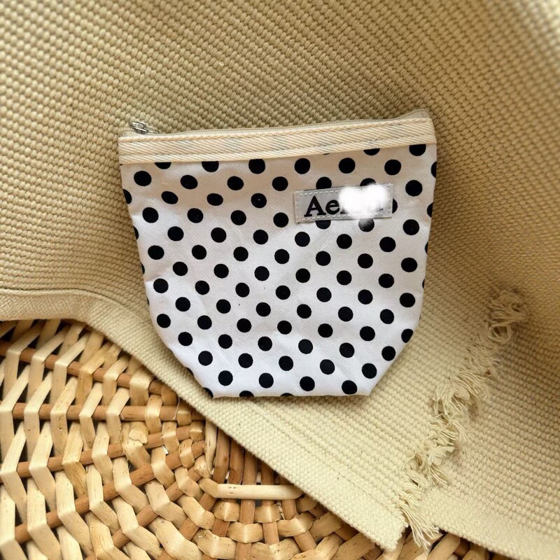 Korean Instagram Niche Designer Canvas Mini Polka Dot Storage Bag Coin Purse Portable Makeup Bag Storage Bag Trendy