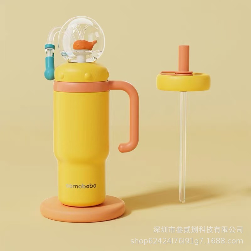 Taza de agua para niños ballena spray bebé taza de paja kindergarten hogar buceo beber diversión taza de verano