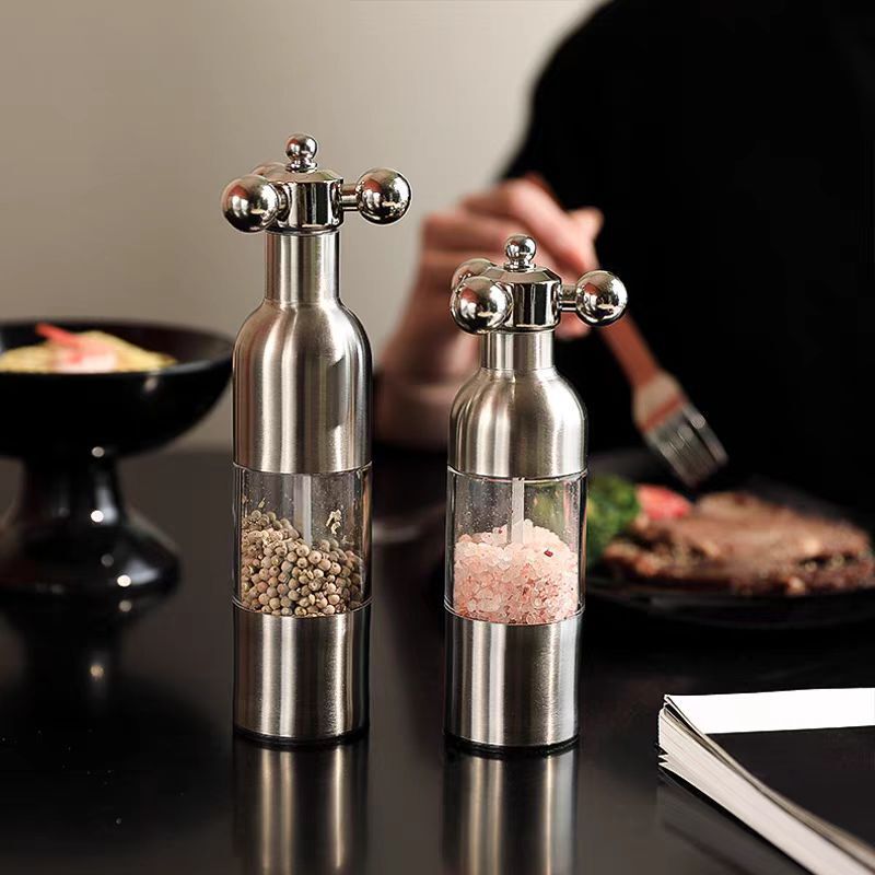 Kitchen 304 Stainless Steel Pepper Mill Grinder Pepper Mill Salt Mill Hand-Cranked Black Pepper Seasoning Ceramic Bottle