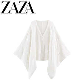 ZAZA 自制欧美风 批发女装时尚百搭气质休闲刺绣斗篷衬衫 5107249