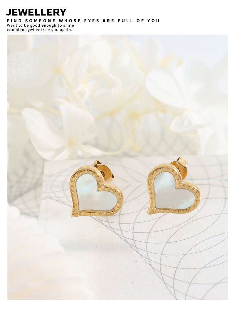 Elegant Geometric Titanium Steel Plating Shell Ear Studs 1 Pair